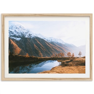 Fall Photography Print, Valais Mountains Switzerland, Autumn Wall Decoration