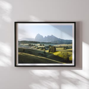 Seiser Alm Sunrise Print, Val Gardena Dolomites Art, Alpe di Siusi Mountain Wall Art, Italian Alps Landscape, Golden Hour Decor