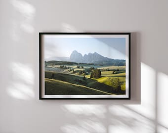Seiser Alm Sonnenaufgang Druck, Grödner Dolomiten Kunst, Seiser Alm Berglandschaft, Goldene Stunde Dekoration, Seiser Alm Landschaft