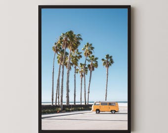 Venice Beach Print, California Beach Wall Art, Palm Tree Photography, Surf Decor, Minimalist Coastal Print
