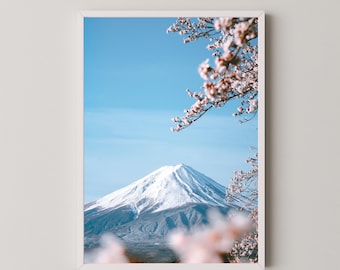 Photo du Mont Fuji et Fleurs de Cerisier, Paysage Japonais