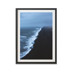 Stampa fotografica artistica dell'Islanda per la decorazione murale, paesaggio minimalista, spiaggia di sabbia nera
