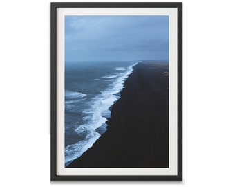 Fine Art Photography Print of Iceland for Wall Decor, Minimalist Landscape, Black sand beach