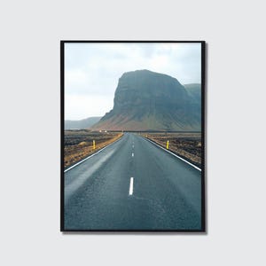 IJsland Road Print, ringwegfotografie, IJsland landschapskunst aan de muur, minimalistische reisfoto