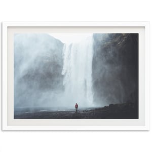 Stampa fotografica artistica di paesaggio islandese per decorazione murale, cascata Skogafoss