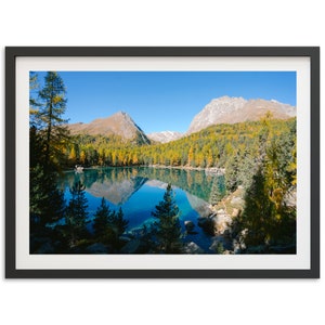 Nature Photography Print, Autumn Wall Art Decoration, Swiss Lake in Autumn, Fall in Switzerland, Lago di Saoseo