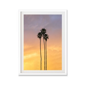 Photographie Palmiers, Coucher de Soleil, Californie, Décoration Murale