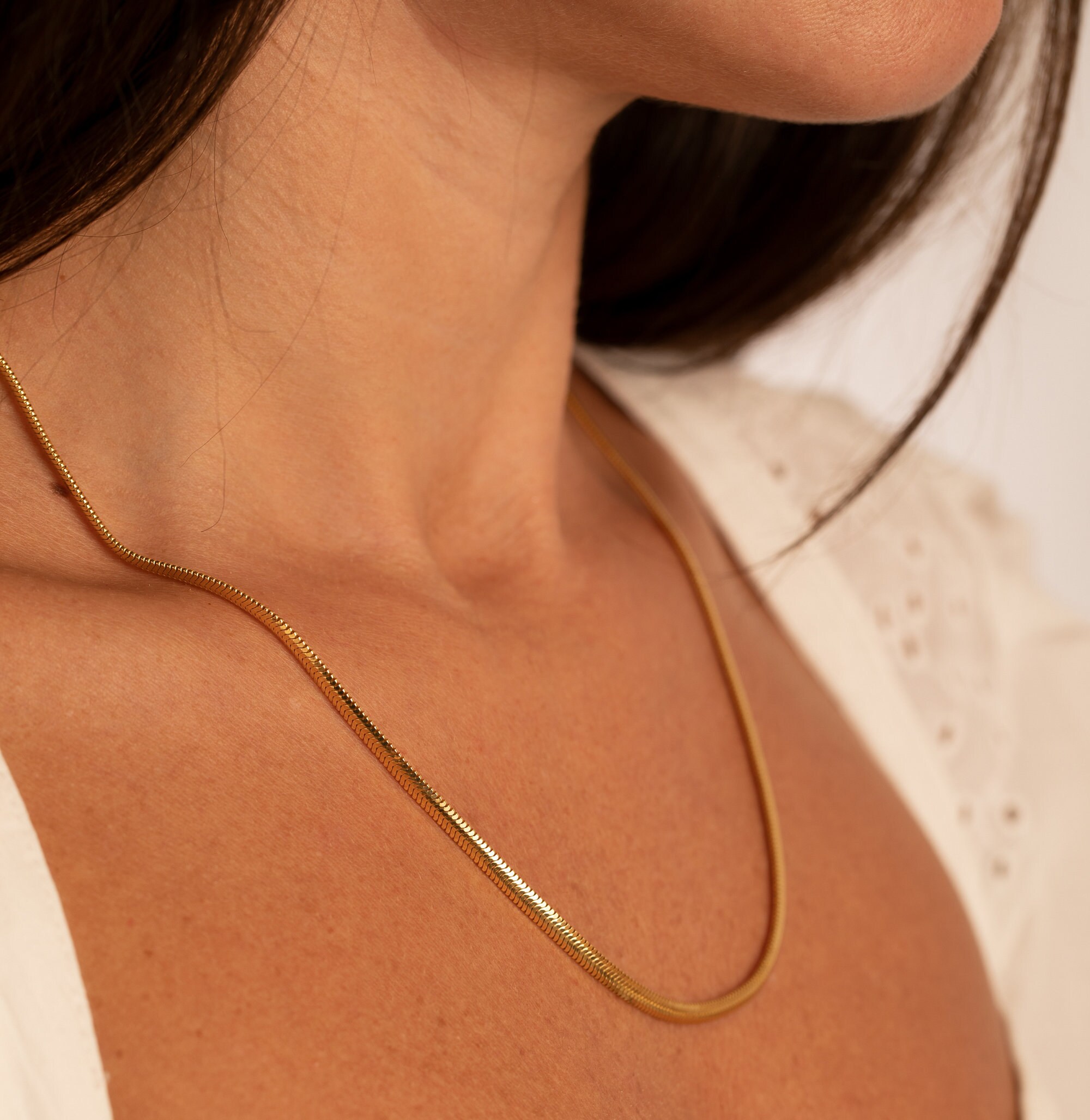 18K Gold Plated Snake Chain Necklace 925 Sterling Silver Etsy