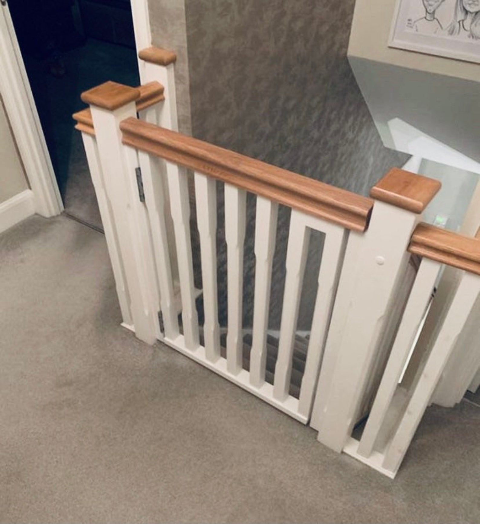 Bespoke crown oak stair gate Etsy