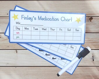 Set of 3 Weekly Medication Trackers | Reusable Dry-Wipe Boards with Pen & Optional Magnets