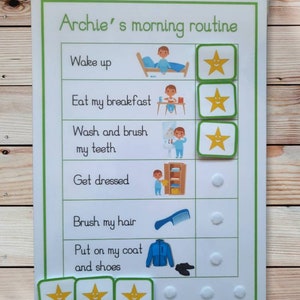 Personalised morning routine chart, bedtime routine, daily routine, SEN, autism, special educational needs, organisation, school day