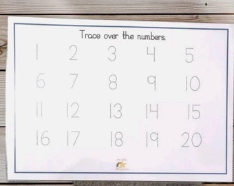 Numbers to 20 tracing activity, maths, counting, educational learning resource