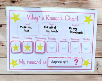 Weekly reward chart, personalised reward chart, star chart, toddler, school, learning, autism, ADHD