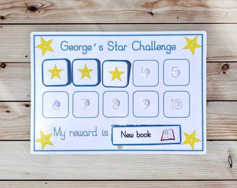 Personalised reward chart, star chart, toddler, school, learning