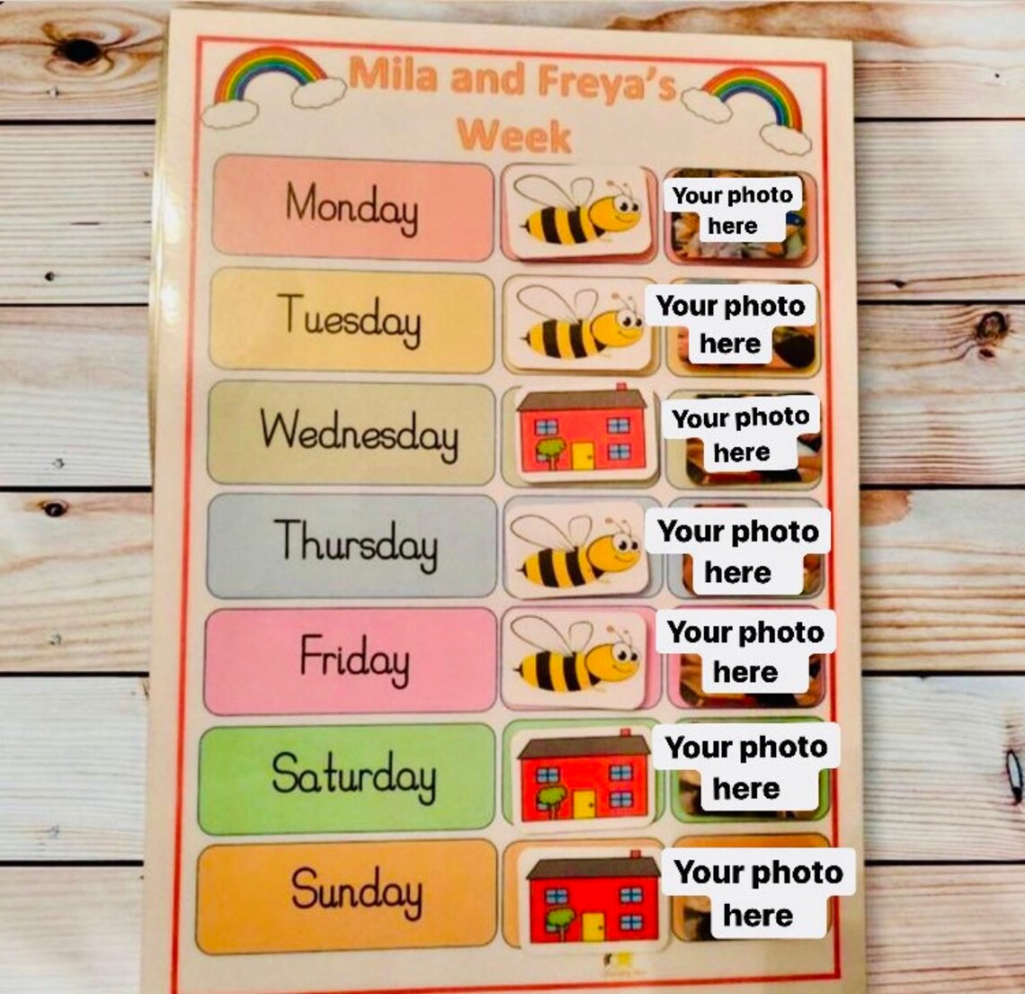 Personalised Weekly Routine Chart, Weekly Organiser, School / Home, My ...