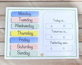 Days of the week ordering activity, today, tomorrow, yesterday, maths learning, toddler, preschool, EYFS, key stage one, learning resource