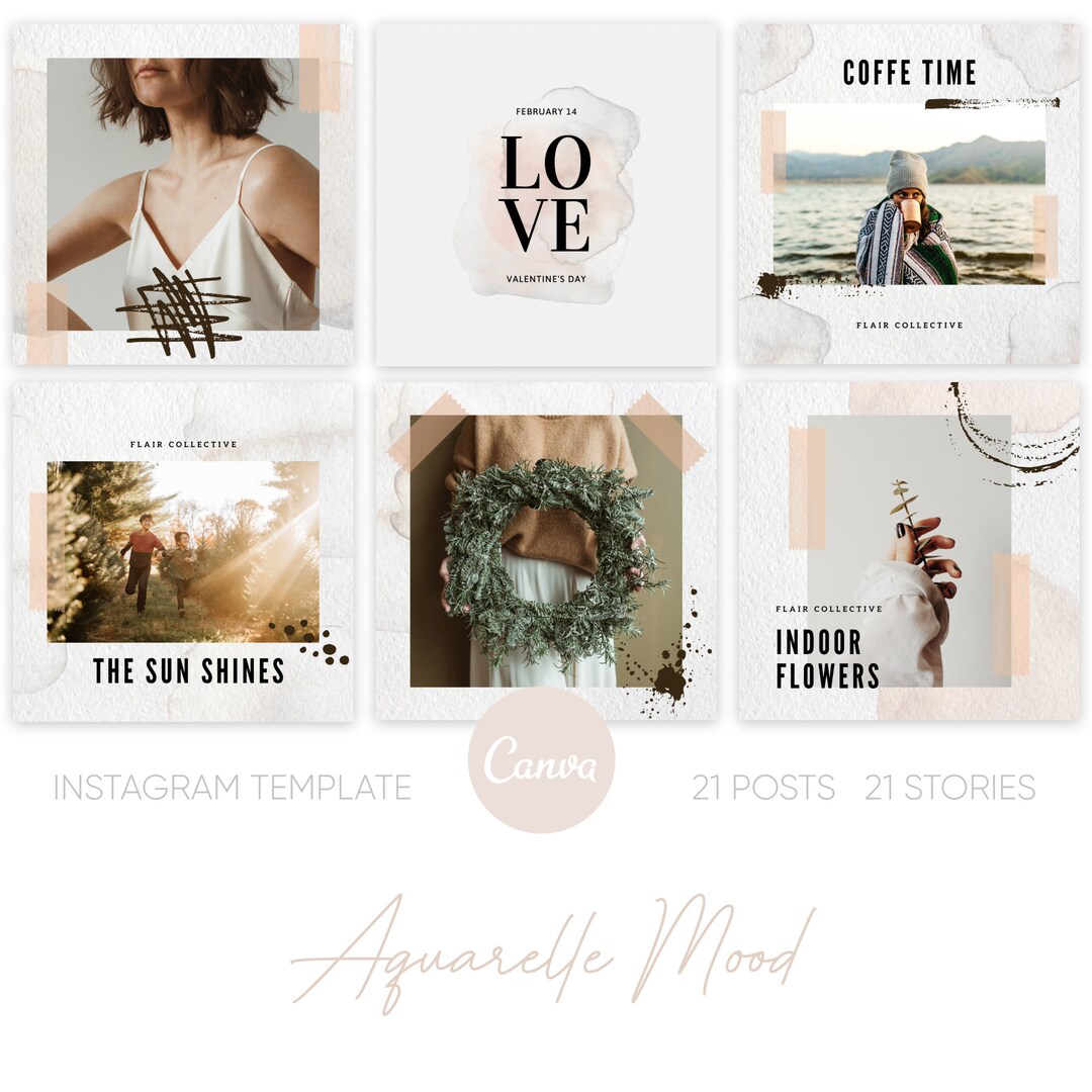 42 Canva Instagram Posts Stories Template Beige Gray - Etsy