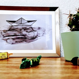Carte postale Affiche murale Décoration Illustration Impression Papier recyclé Bateau