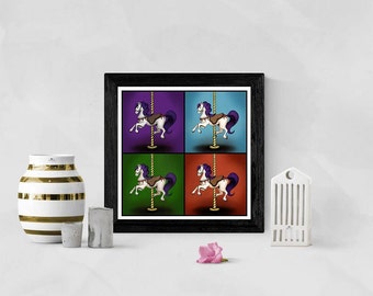 Postcard Wall poster Decoration Illustration Printing Paper Horse Carousel Armoury
