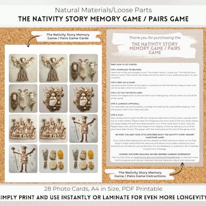 Jogo de memória da história da Natividade para crianças, jogo de pares da história de Natal, jogos da Natividade, atividade para impressão da Natividade, download digital