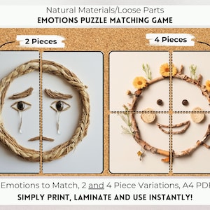 Juego de emparejamiento de emociones, Actividad de emparejamiento de sentimientos, Emparejamiento de emociones, Rompecabezas de simetría Actividad de emparejamiento para niños pequeños Centro preescolar, Piezas sueltas