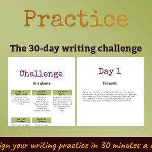 Pratique : le défi d&#39;écriture de 30 jours | Ecrire plus | Atteignez vos objectifs d&#39;écriture | Outils d&#39;auteur | Planificateur d&#39;écriture imprimable en PDF