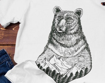 Unisex Hipster Bear Shirt, Bear tee, Animal Shirt, Hipster Animals, Woodland Shirt, Camping Shirt, Nature Lover Shirt, Bear t-shir