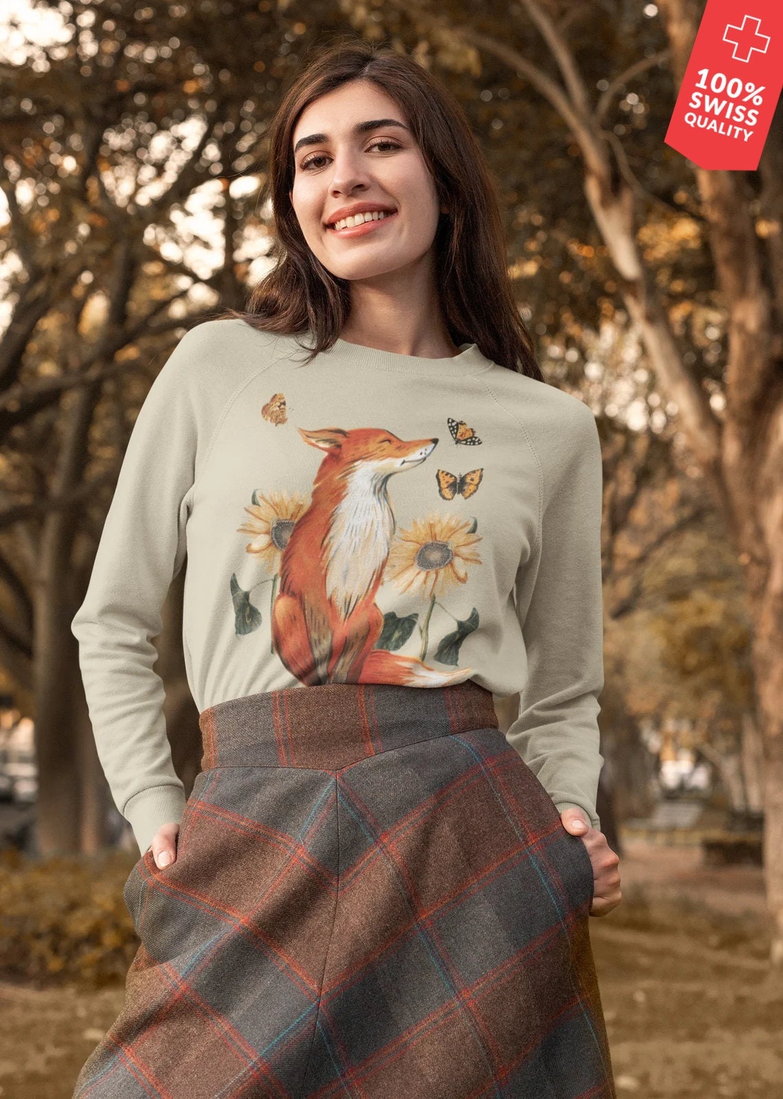 Butterfly Fox Flower Cottagecore Sweater Fairycore Clothing