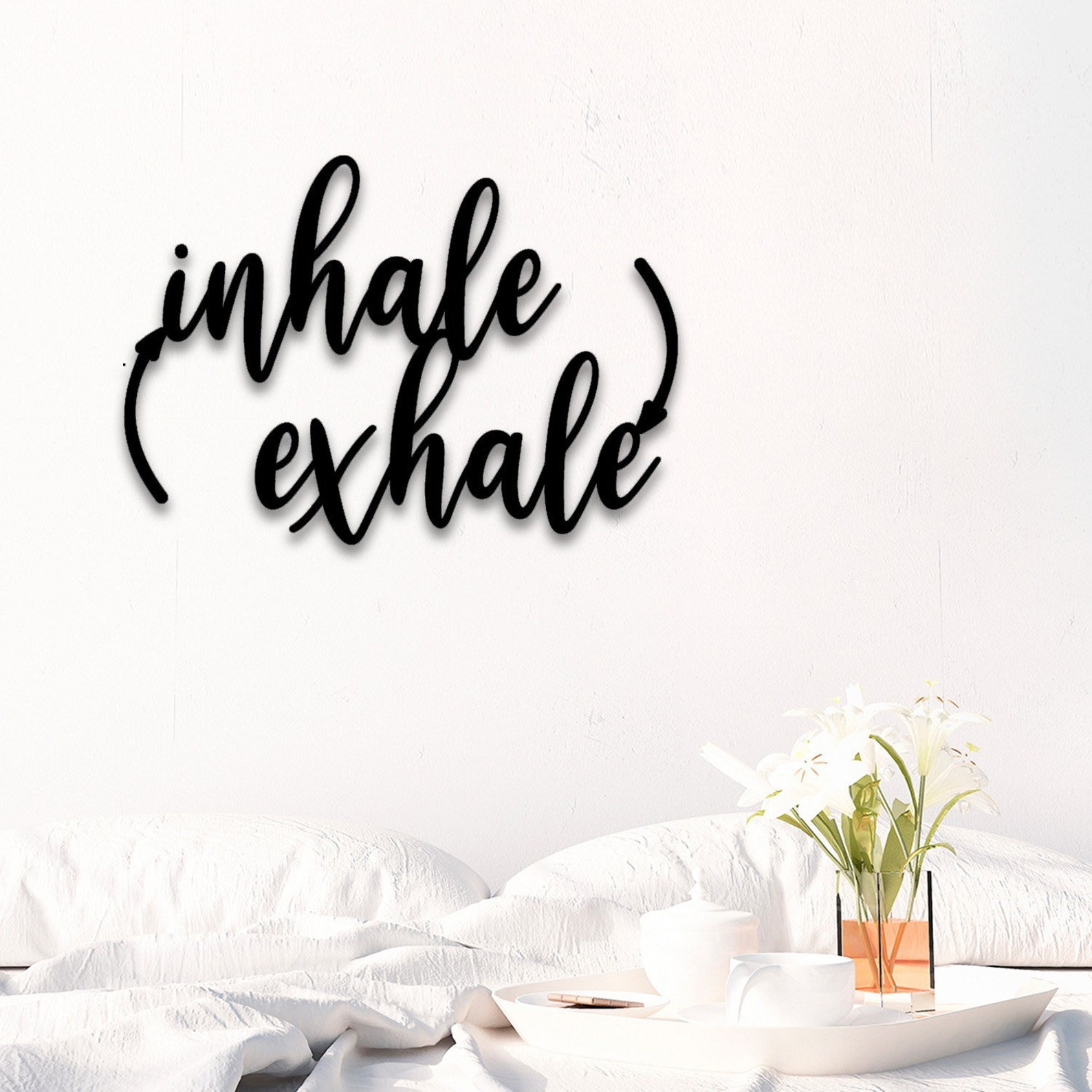 Inhale Exhale Metal Wall Art Relaxing Quote Wall Sculpture Etsy