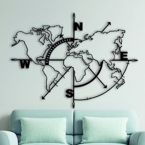 Metal World Map, Metal Wall Art, World Map No Borders, Metal Wall Decoration, Home and Office Decoration, Wall Hangings, World Map Decor