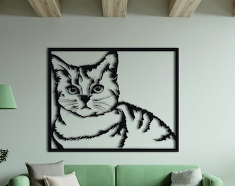 Metal Cat Decor, Cat Lover Gift, Cat Wall Art, Metal Wall Art, Home Decoration, Wall Decoration, Cat Wall Art, Cat Wall Decor