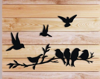 Birds Sign Wall Art, Living Room Wall Art, Interior Decoration, Wall Hangings, Metal Birds Wall Art, Metal Wall Decor, Birds on Branch