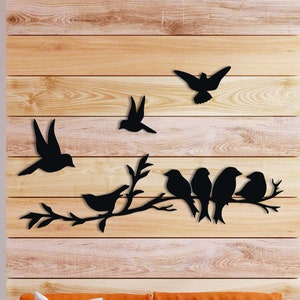 Birds Sign Wall Art, Living Room Wall Art, Interior Decoration, Wall Hangings, Metal Birds Wall Art, Metal Wall Decor, Birds on Branch