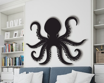 Octopus Wall Art, Octopus Model Wall Decor, For Your Living Room, For Your Wall, An Elegant Touch, Quality Steel, Metal Art, Easy to Hang
