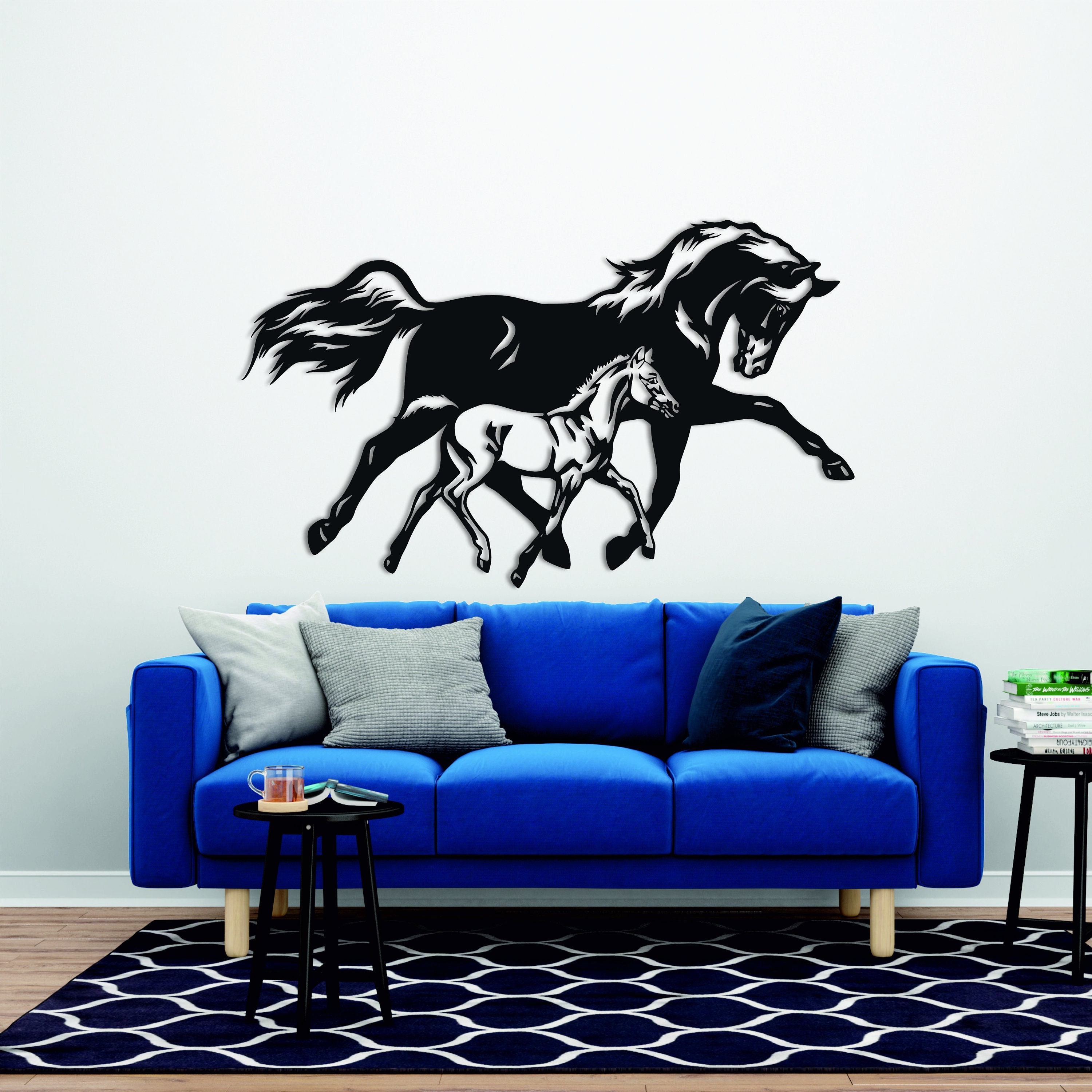 Art mural en métal, décoration géométrique de cheval, décoration de la  maison, tentures murales, signe de cheval, décor de ferme -  Canada