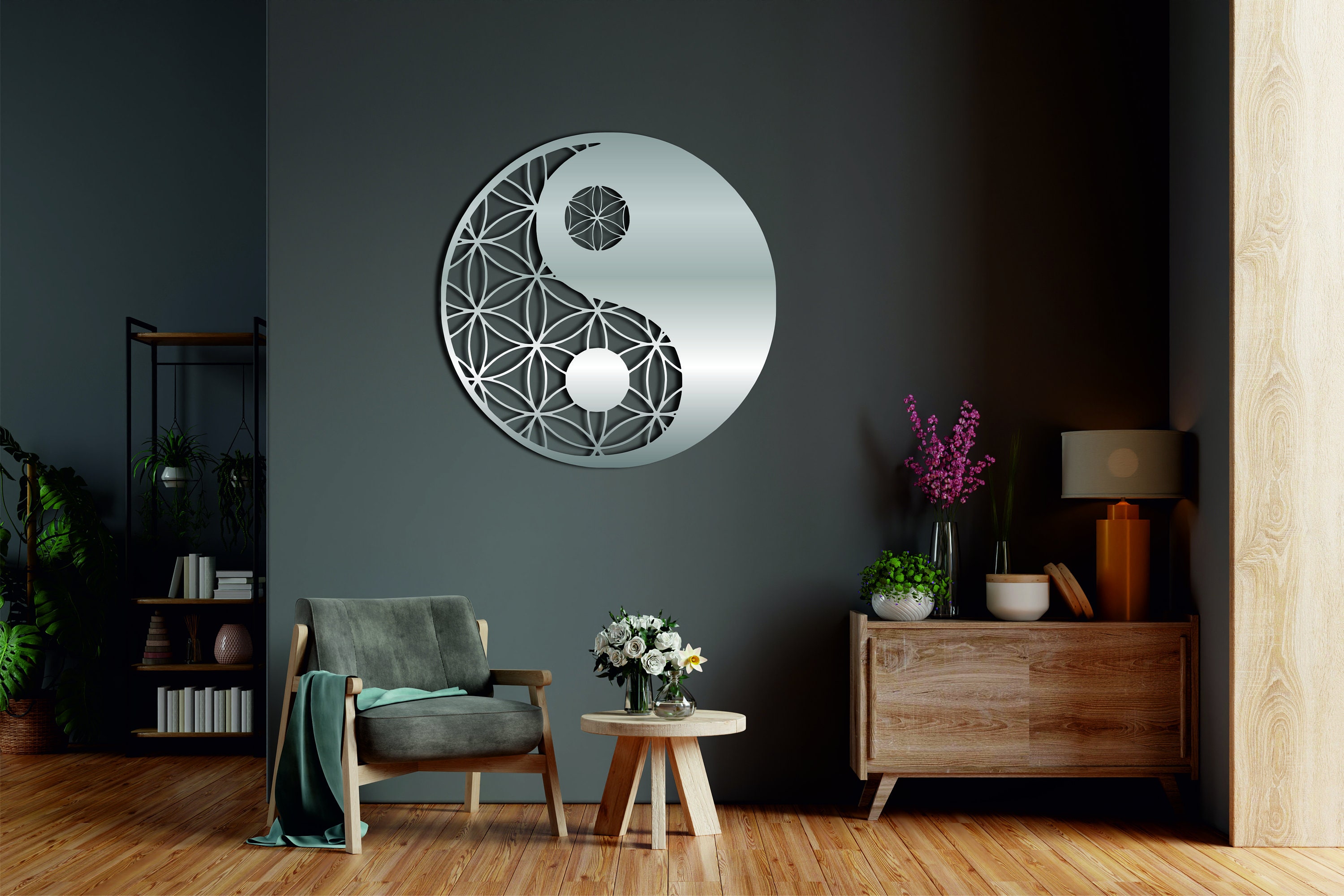 Metal Wall Art Yin Yang Metal Wall Decor Meditation Room Etsy