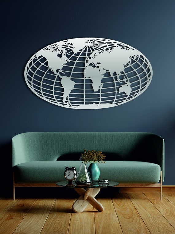 Metal Wall Art World Map Globe Wall Art Globe Wall Art Etsy