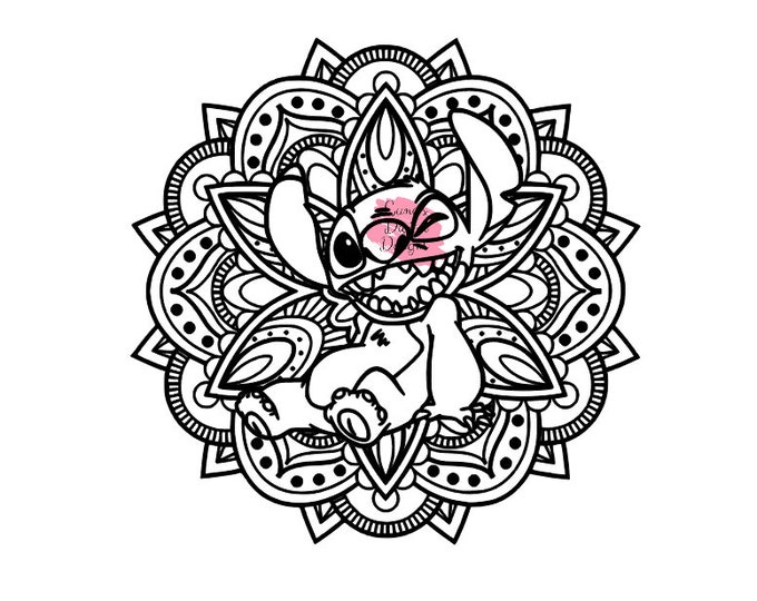 Stitch Mandala Zendala Lilo and Stitch Coloring Page - Etsy