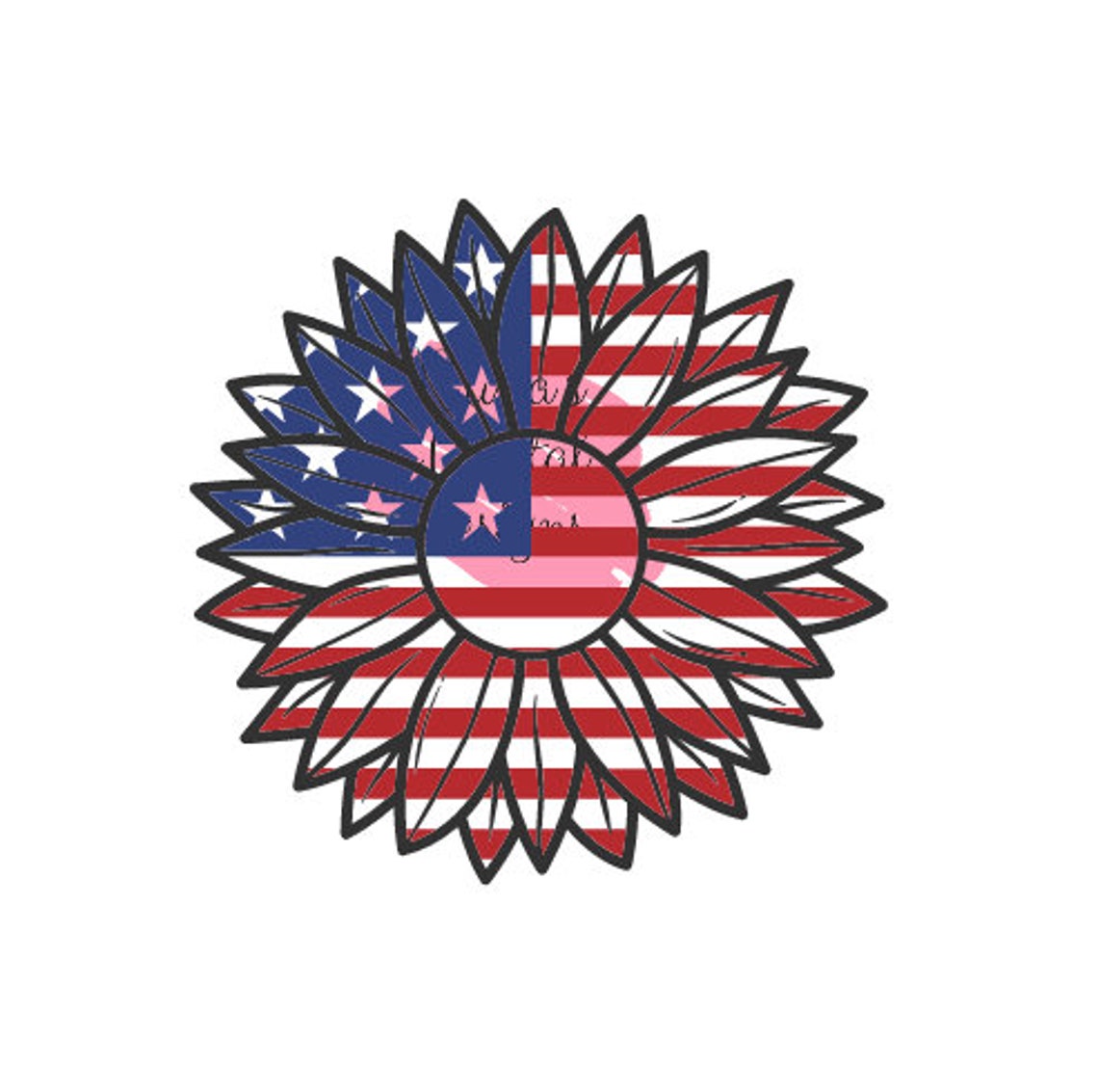 Sunflower Flag Red White and Blue 4th of July Svg PNG File - Etsy