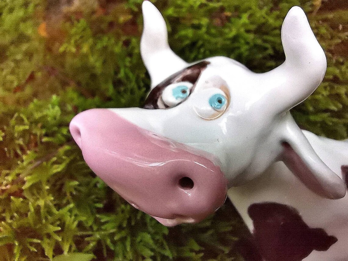 Ceramic Cow Figurine Pottery Cow Figurine Clay Cow Etsy