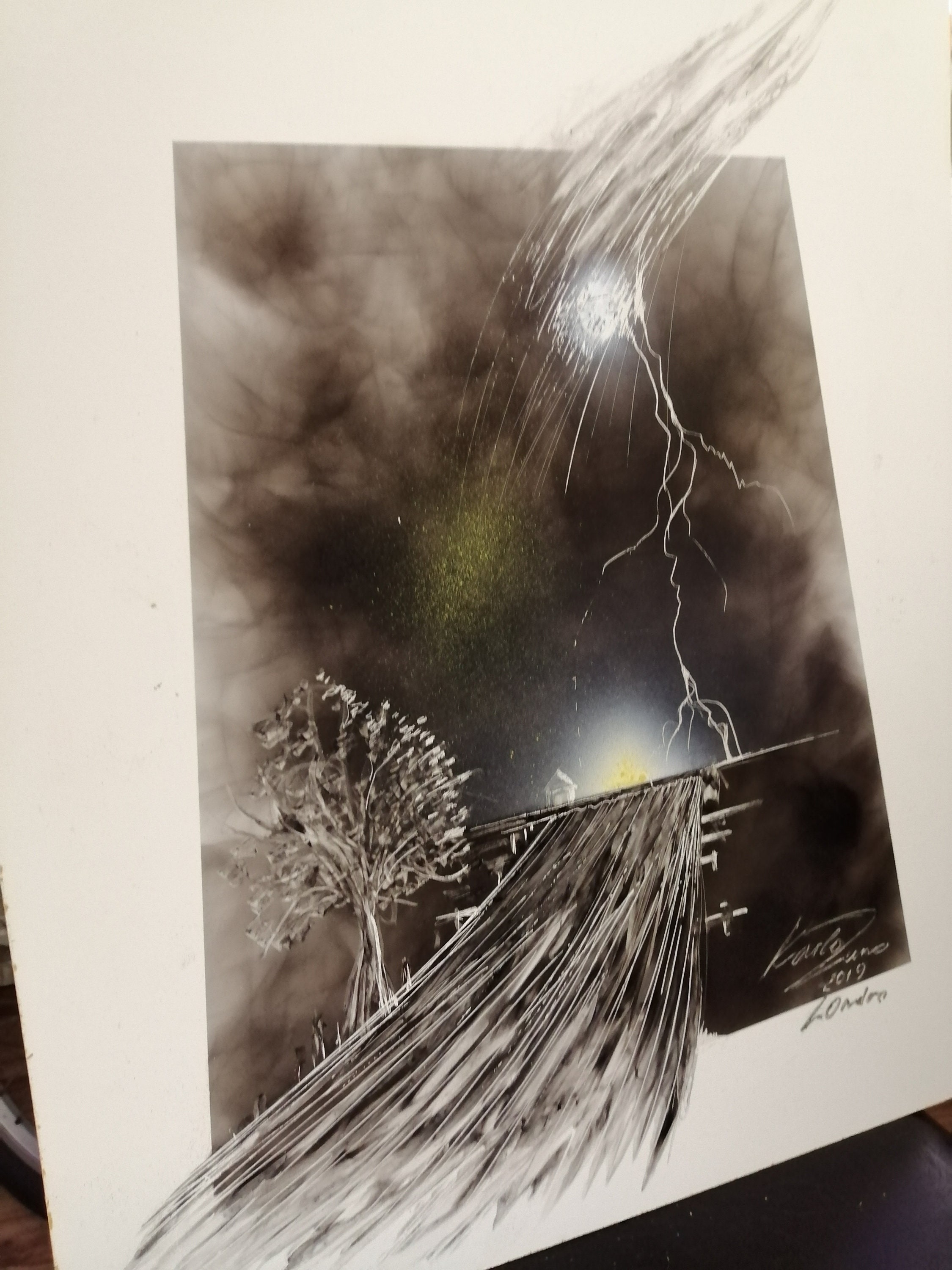 Original candle smoke painting Road to the Sun Etsy