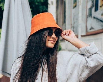 Bucket hat for women, sun beach hat.