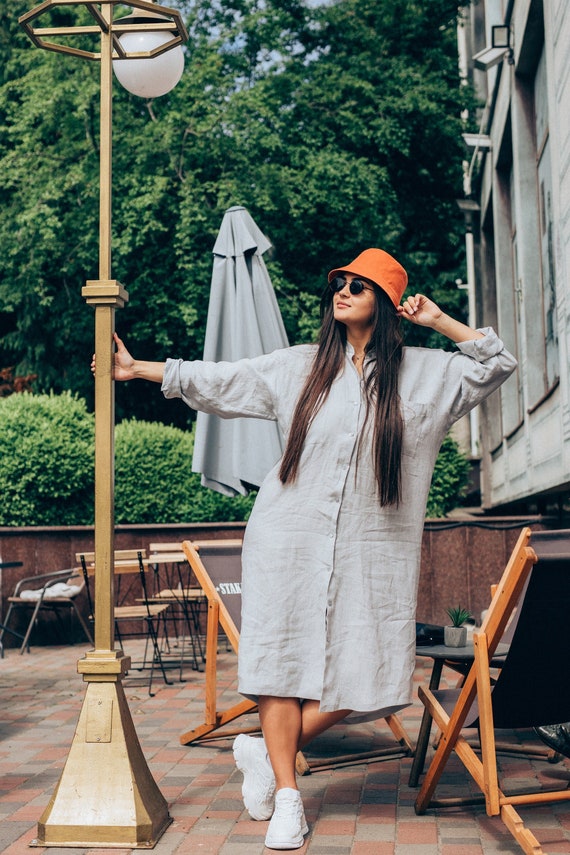Light Blue Linen Dress for Women, Cottagecore Dress, Linen Tunic, Kaftan Dress, Loose Linen Shirt Dress. Light Blue Linen Dress for Women, Cottagecore Dress, Linen Tunic, Kaftan Dress, Loose Linen Shirt Dress.