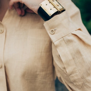 Button up shirt for women, plus size victorian linen blouse, comfy linen clohting. image 6