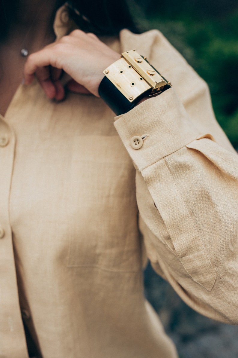 Button up shirt for women, plus size victorian linen blouse, comfy linen clohting. image 6