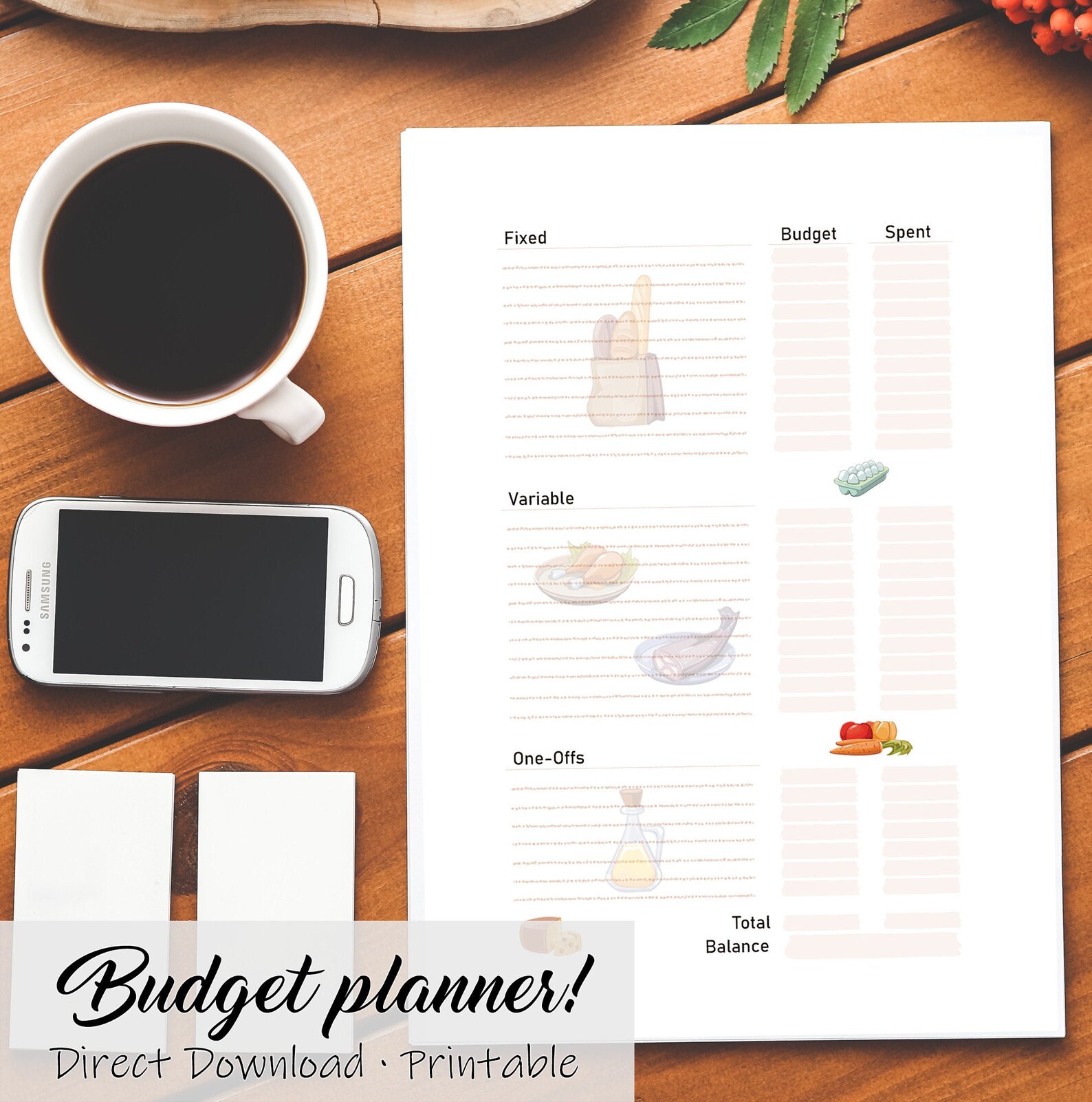 Bujo Budget Planner Groceries One Sheet per Month Blank | Etsy