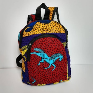 Hand sewn African ankara fabric kids backpack