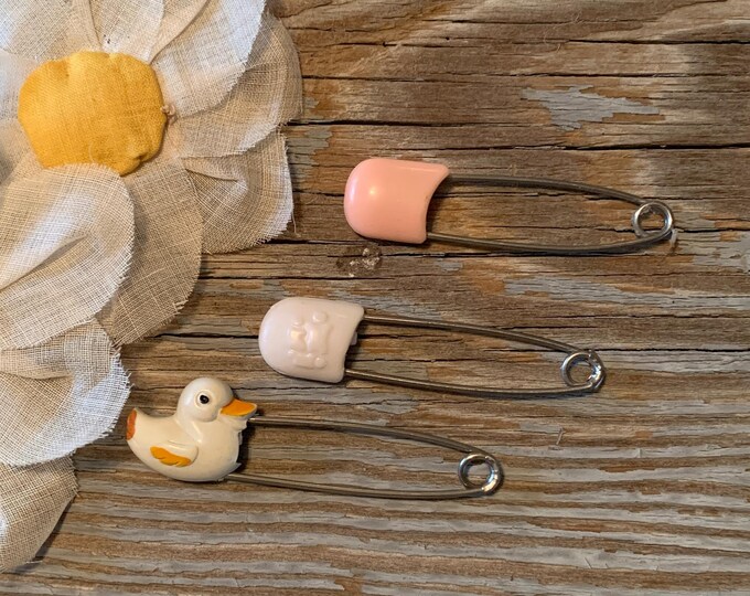 Dape Pin Vintage Baby Duck Diaper Pin, Mom Dad Baby Cloth Diaper Pin, Solid Pink ...