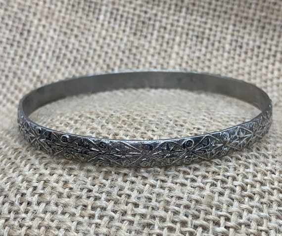 Vintage Sterling Silver Bangle, Stackable Bangle.… - image 3