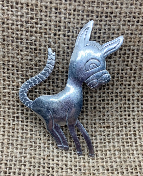 Vintage Sterling Silver Donkey Brooch Pin, Vintag… - image 1